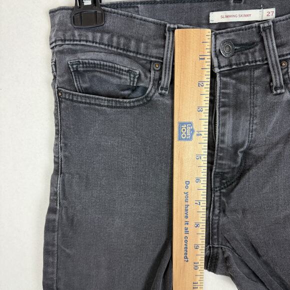 Levi's Jeans Women's 27 Black Denim Stretch Mid-Rise Slimming Skinny Leg Zip Fly - Picture 12 of 16